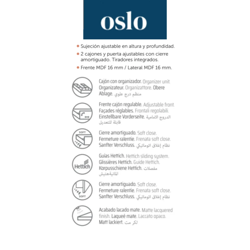 Oslo Mueble de Baño Suspendido con Lavabo Cerámico | Puerta Lateral con Cierre Amortiguado y Organizador | Blanco Mate
