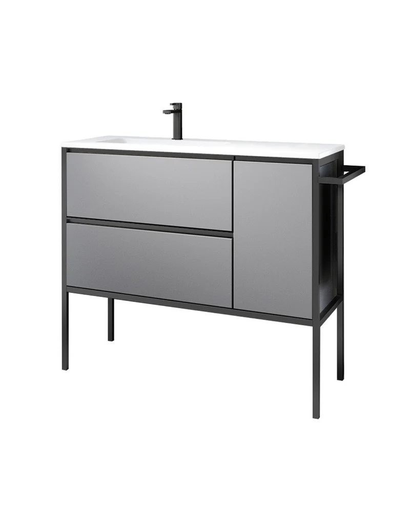 Avant Mueble de Baño Al Suelo con Lavabo Cerámico | 2 cajones y Puerta Lateral con Cierre Amortiguado y Organizador | Mist Mate