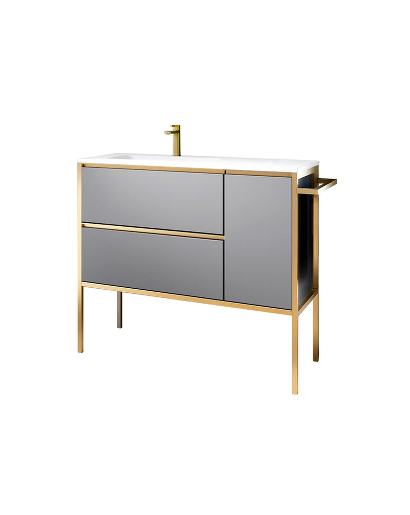 Avant Mueble de Baño Al Suelo con Lavabo Cerámico | 2 cajones y Puerta Lateral con Cierre Amortiguado y Organizador | Mist Mate