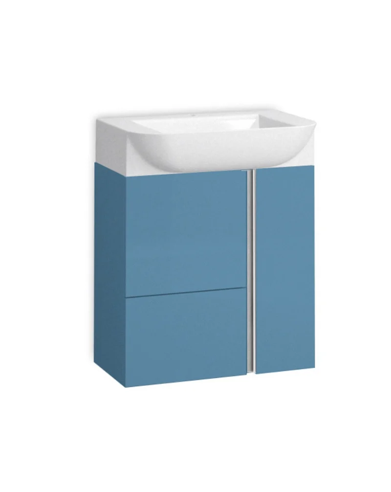 Versa 55 Mueble de Baño Suspendido a Pared Fondo Reducido | 1 cajón 2 Puertas con Lavabo Cerámico | 55cm | Island Mate