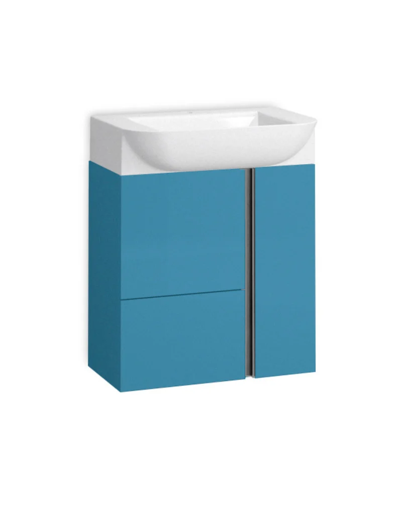 Versa 55 Mueble de Baño Suspendido a Pared Fondo Reducido | 1 cajón 2 Puertas con Lavabo Cerámico | 55cm | Island Mate