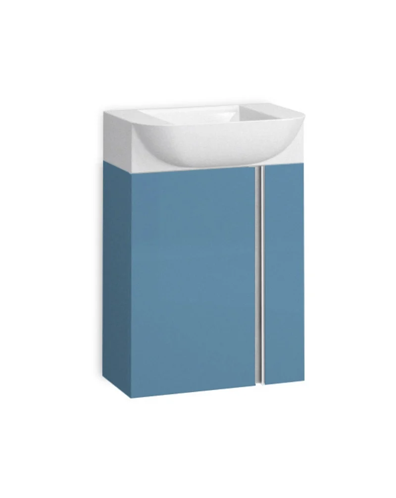 Versa 45 Mueble de Baño Suspendido a Pared Fondo Reducido | Mueble Aseo Volado Pequeño de 1 Puerta y Lavabo Cerámico | 45cm | Island Mate