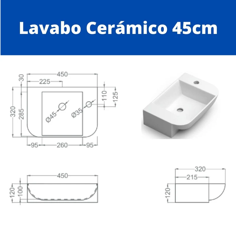 Versa 45 Mueble de Baño Suspendido a Pared Fondo Reducido | Mueble Aseo Volado Pequeño de 1 Puerta y Lavabo Cerámico | 45cm | Roble Natural