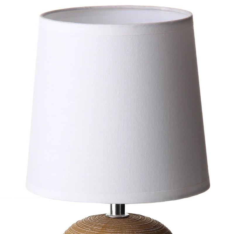 Lámpara de mesa de cerámica marrón y pantalla blanca cónica de 16x28 cm