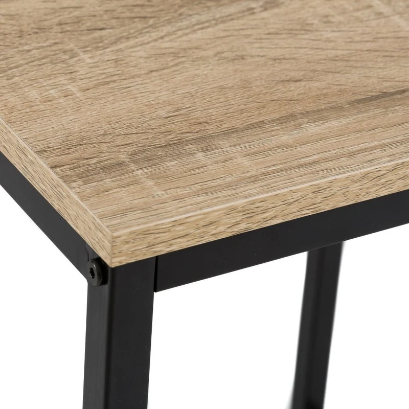 Mesita auxiliar cuadrada de acero negro y madera Factory de 40x40x50cm