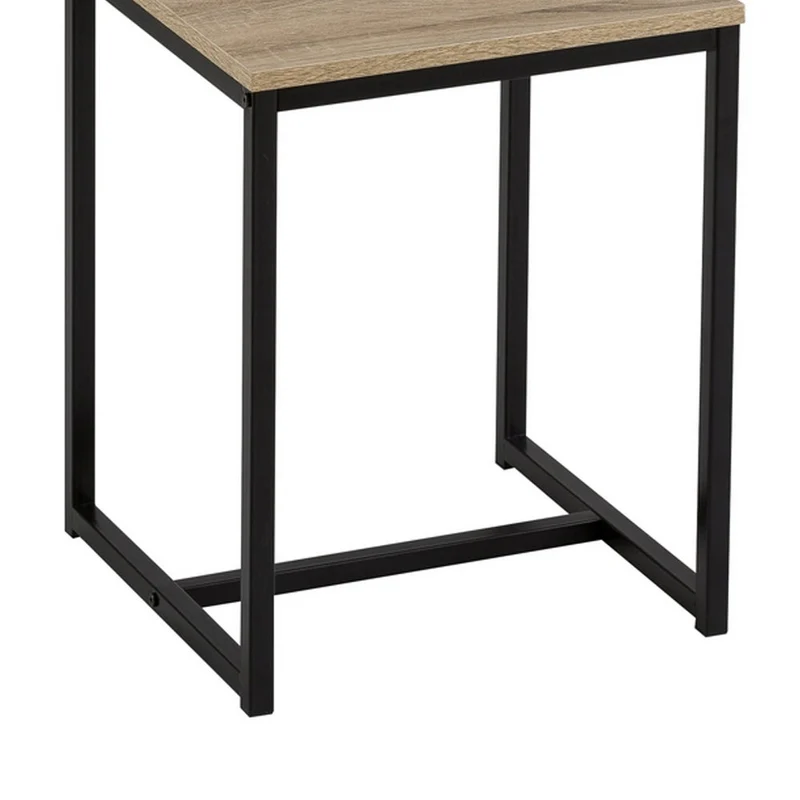 Mesita auxiliar cuadrada de acero negro y madera Factory de 40x40x50cm