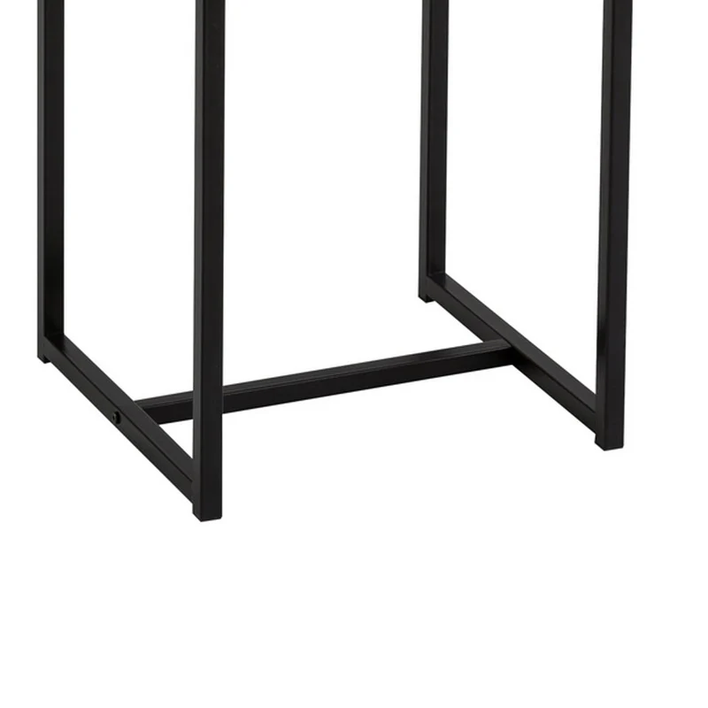 Mesita auxiliar cuadrada de acero negro y madera Factory de 40x40x50cm