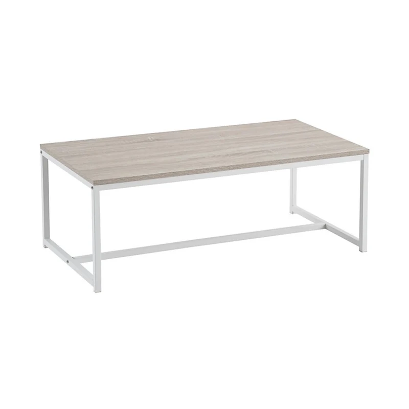 Mesa de centro Urban de metal blanco y tablero con vetas de 100x50x36 cm