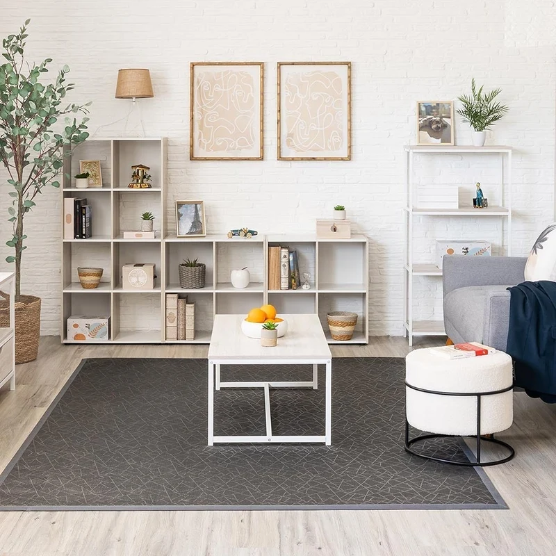 Mesa de centro Urban de metal blanco y tablero con vetas de 100x50x36 cm