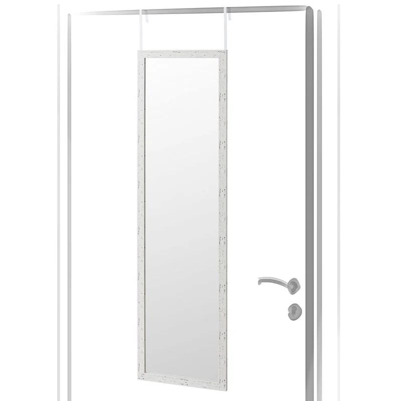 Espejo de cuerpo entero en plástico color blanco envejecido de 35x125cm