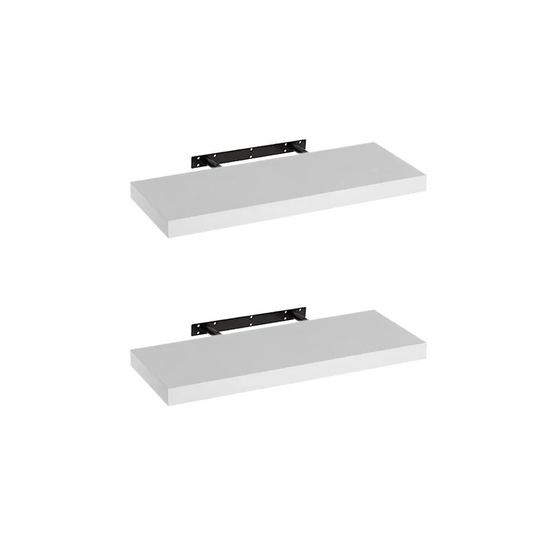 Set de 2 estantes de pared flotantes blancos de 60x23,5x3,8 cm