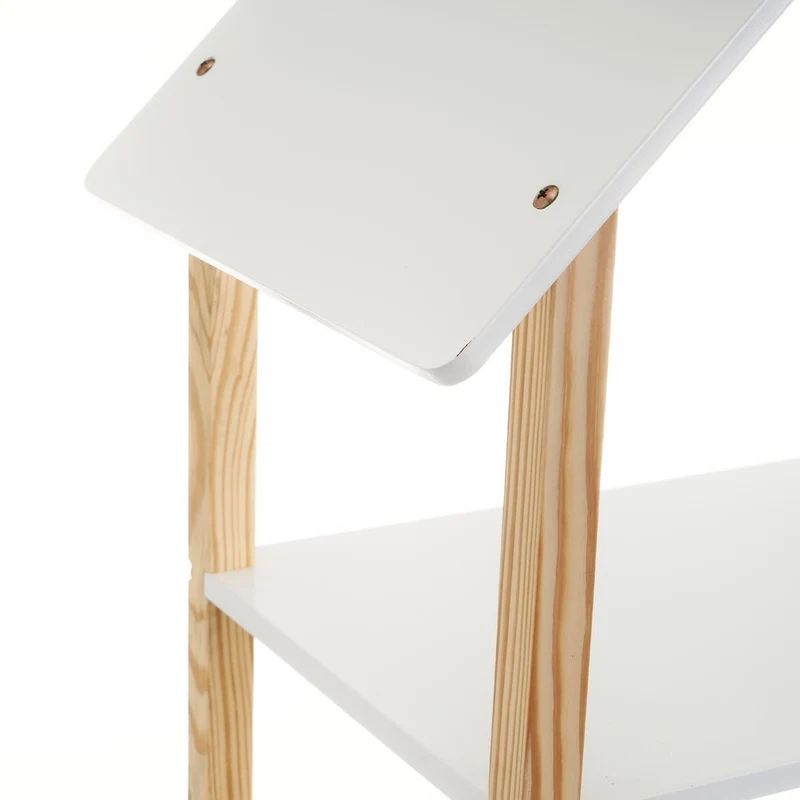 Estantería infantil tipo casa de madera de pino blanca, de 79x30x131 cm