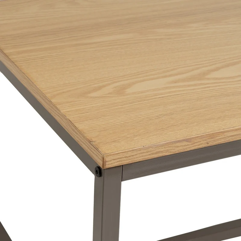 Mesa de centro Urban de metal gris y tablero beige con vetas de 100x50x36cm