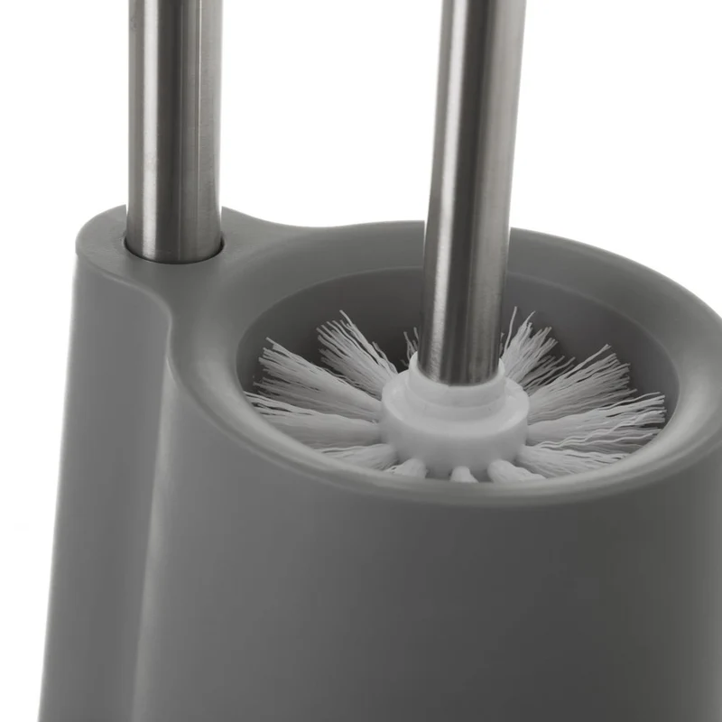 Portarrollos escobillero de plástico gris y acero inoxidable de 65 cm