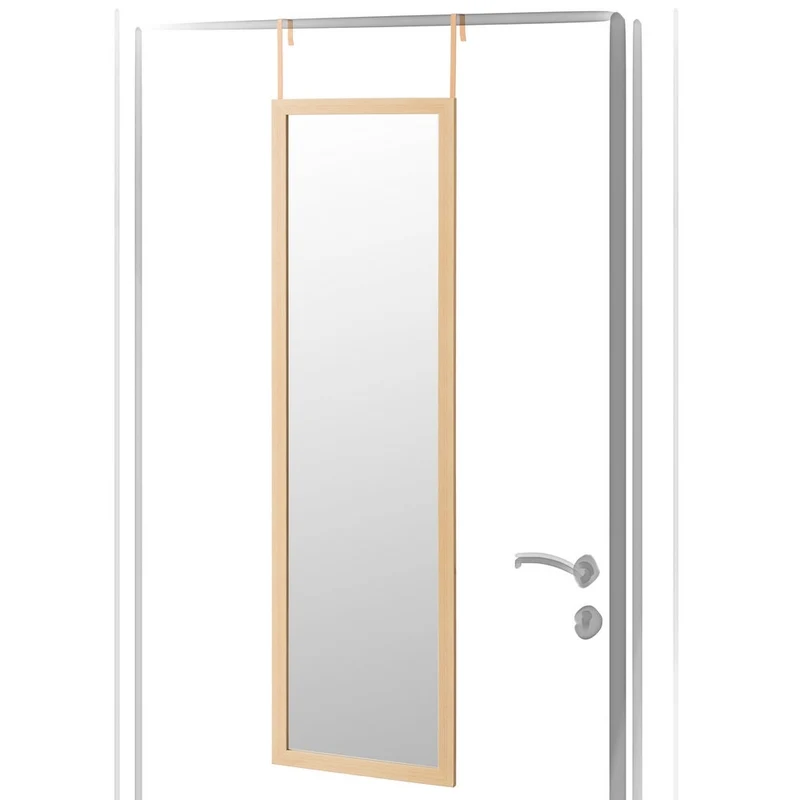 Espejo de cuerpo entero en plástico efecto madera natural de 35x125 cm