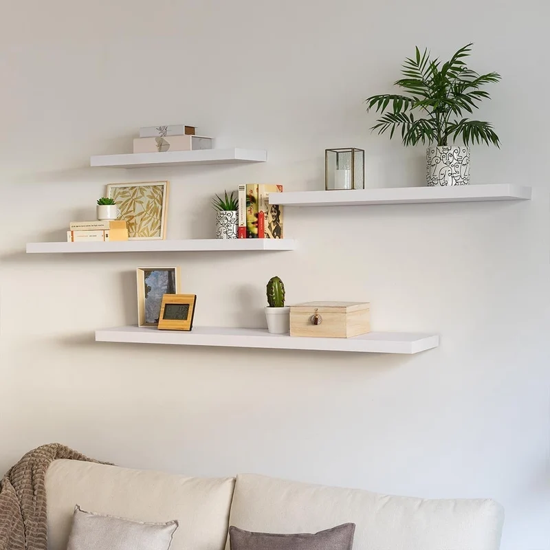 Estante flotante decorativo de madera MDF color blanco de 80x23,5 cm