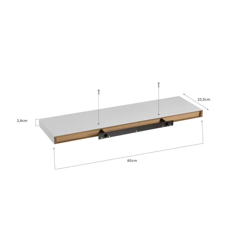 Estante flotante decorativo de madera MDF color blanco de 80x23,5 cm