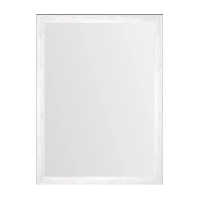 Espejo de pared rectangular con marco blanco con vetas de madera de 76x56cm