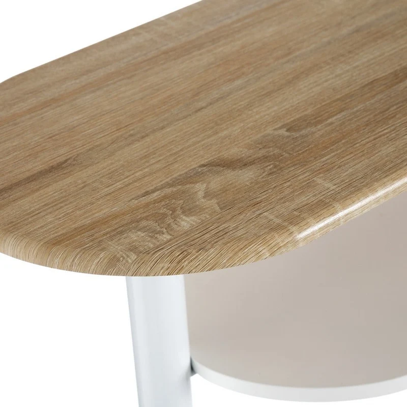 Conjunto de mesa barra de cocina y 2 taburetes en MDF blanco y natural