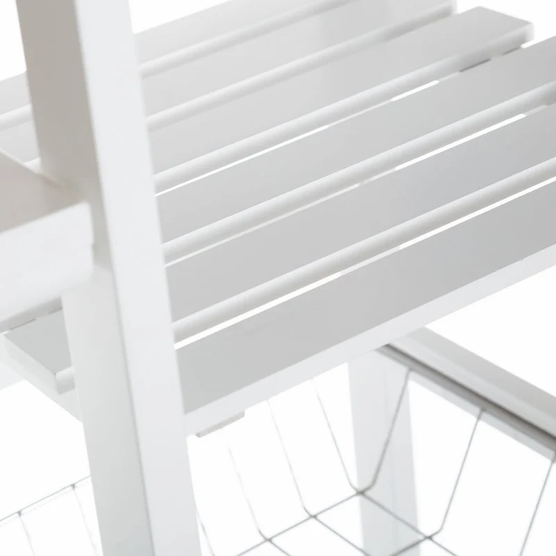 Conjunto de mesa barra de cocina y 2 taburetes en MDF blanco y natural