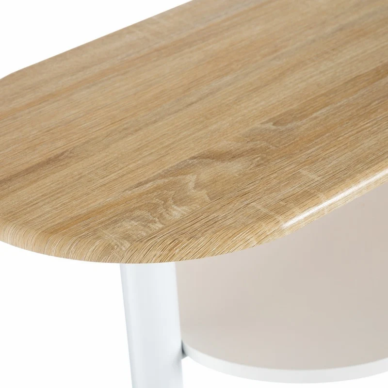 Conjunto de mesa barra de cocina y 2 taburetes en MDF blanco y natural