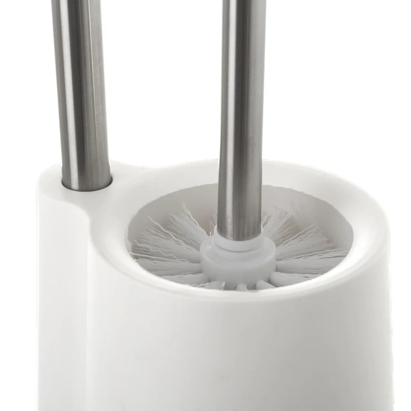 Portarrollos escobillero de plástico blanco y acero inoxidable de 65 cm