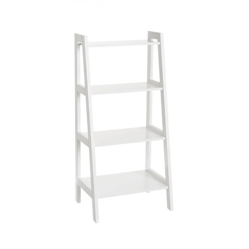 Estantería escalera con 4 estantes de MDF lacado blanco de 43x31x90 cm
