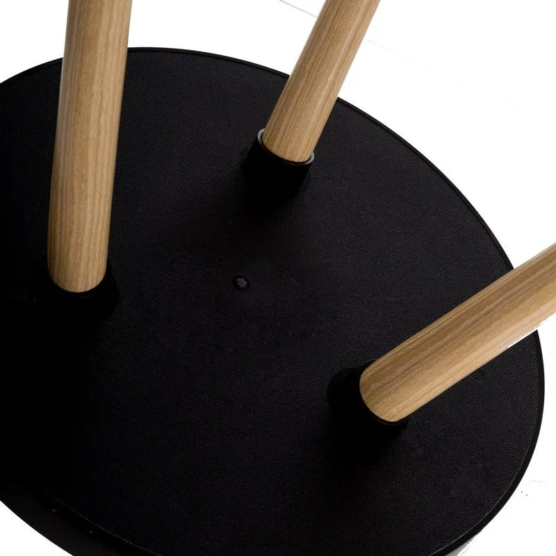 Mesa auxiliar redonda de polipropileno negro y madera de 40x43 cm