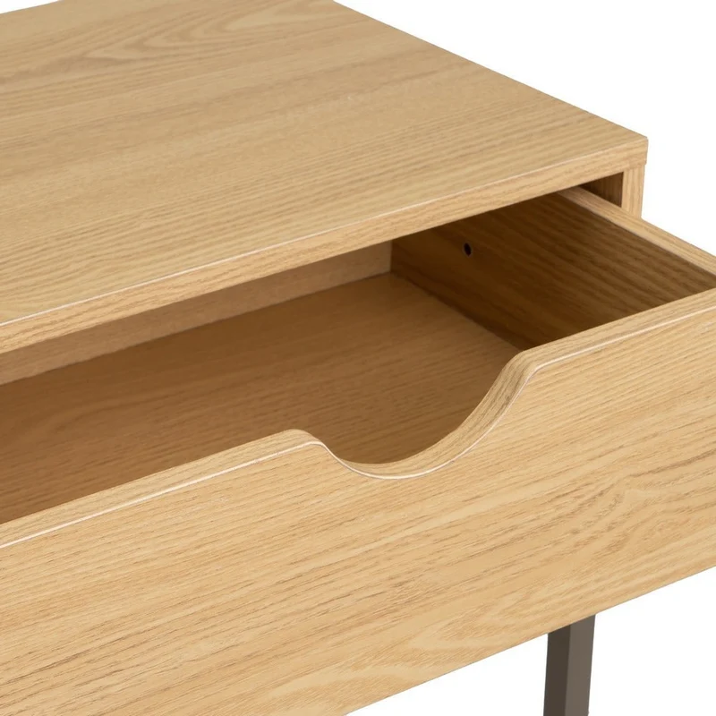 Consola recibidor Urban 2 cajones de metal gris y madera beige 80x30x75 cm