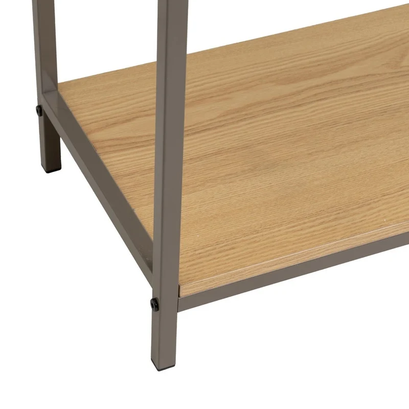Consola recibidor Urban 2 cajones de metal gris y madera beige 80x30x75 cm