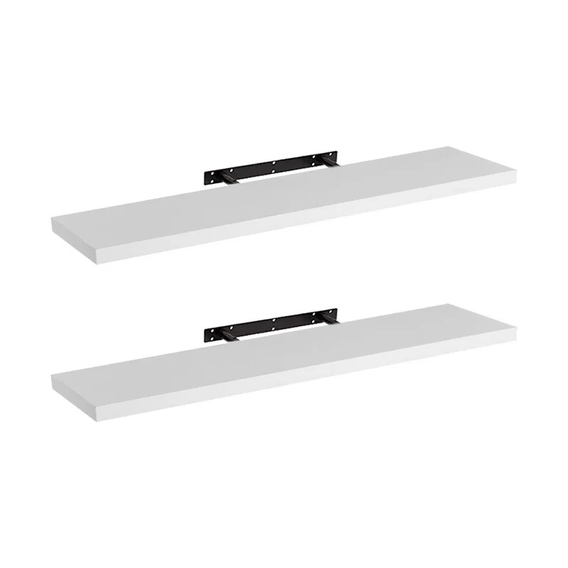 Set de 2 estantes de pared flotantes blancos de 120x23,5x3,8 cm