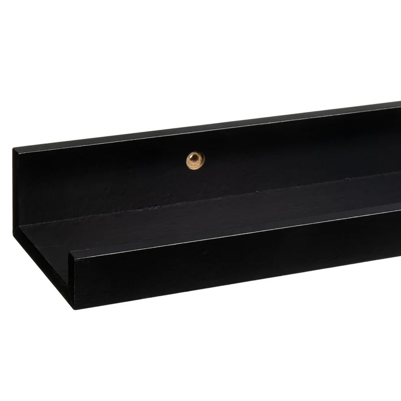 Estante flotante de pared de madera negra para cuadros de 60x9,5x5 cm