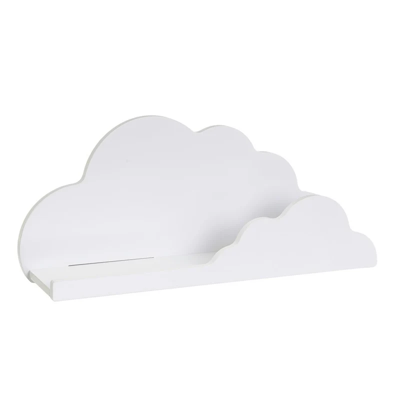 Estante infantil de pared blanco con diseño de nube de 60x12x26 cm