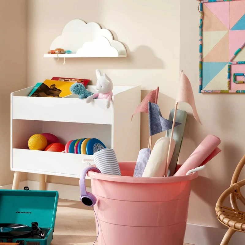 Estante infantil de pared blanco con diseño de nube de 60x12x26 cm