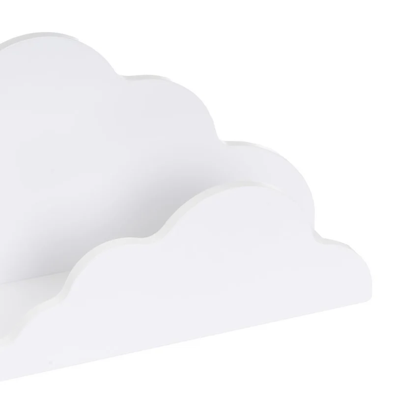Estante infantil de pared blanco con diseño de nube de 60x12x26 cm