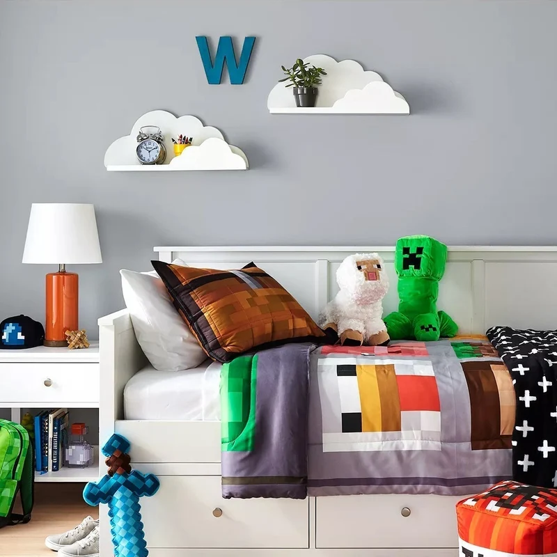 Estante infantil de pared blanco con diseño de nube de 60x12x26 cm
