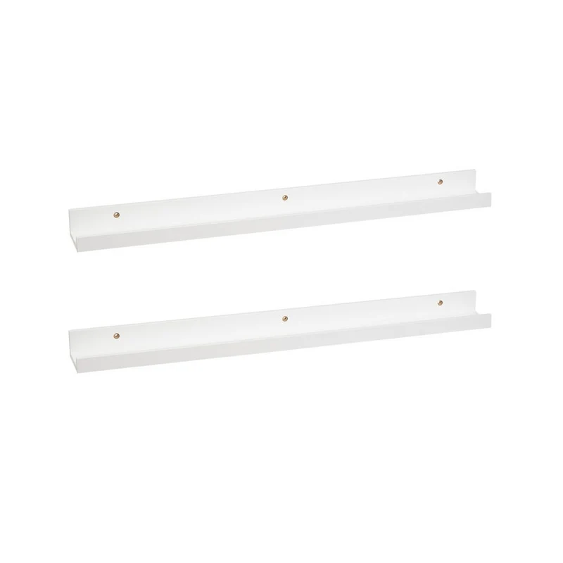 2 estantes flotantes de pared de madera blanca para cuadros de 80x9,5x5 cm