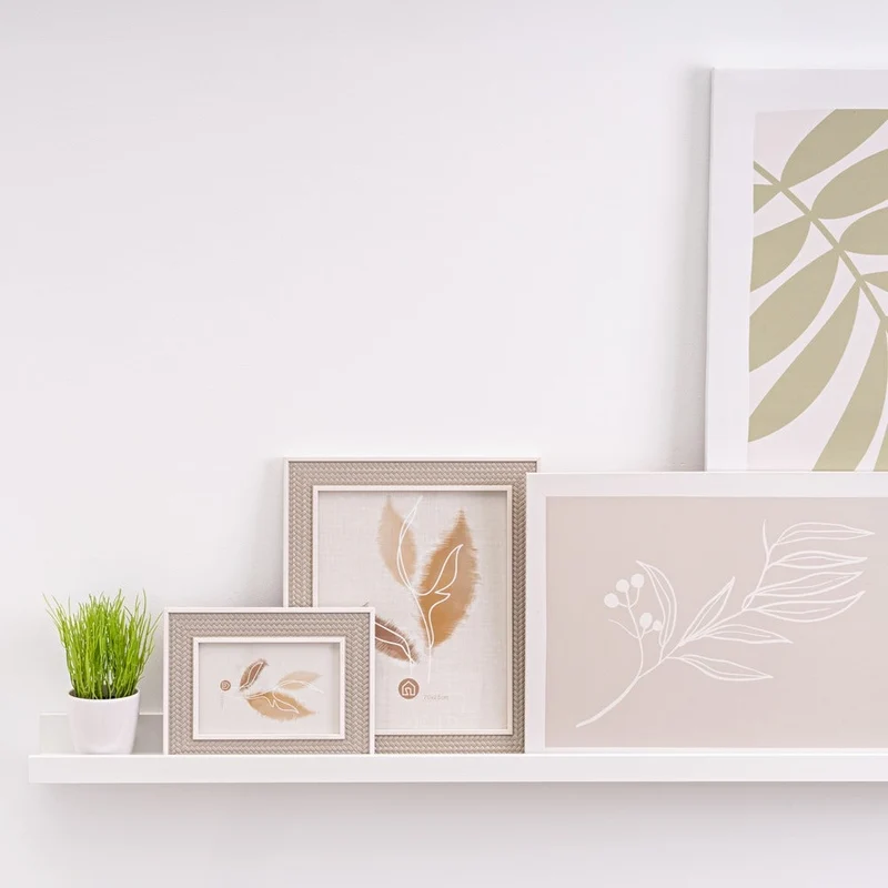 2 estantes flotantes de pared de madera blanca para cuadros de 80x9,5x5 cm