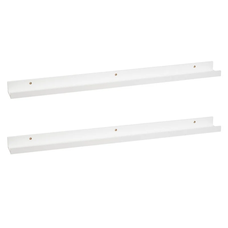 2 estantes flotantes de pared de madera blanca de 100x9,5x5 cm