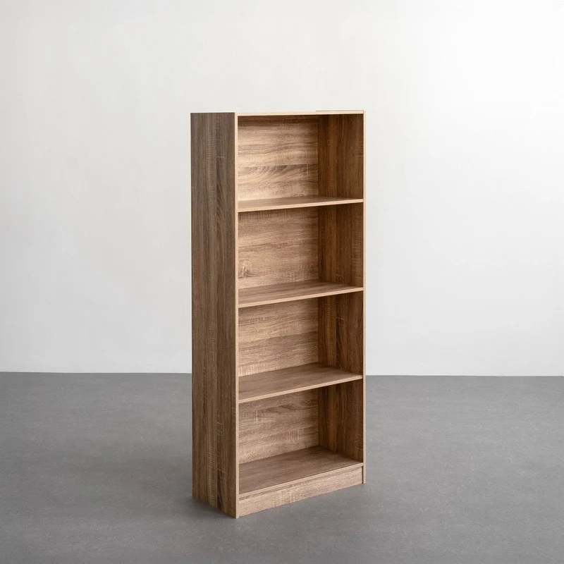 Estantería librería de 4 estantes en MDF color natural de 147x60 cm
