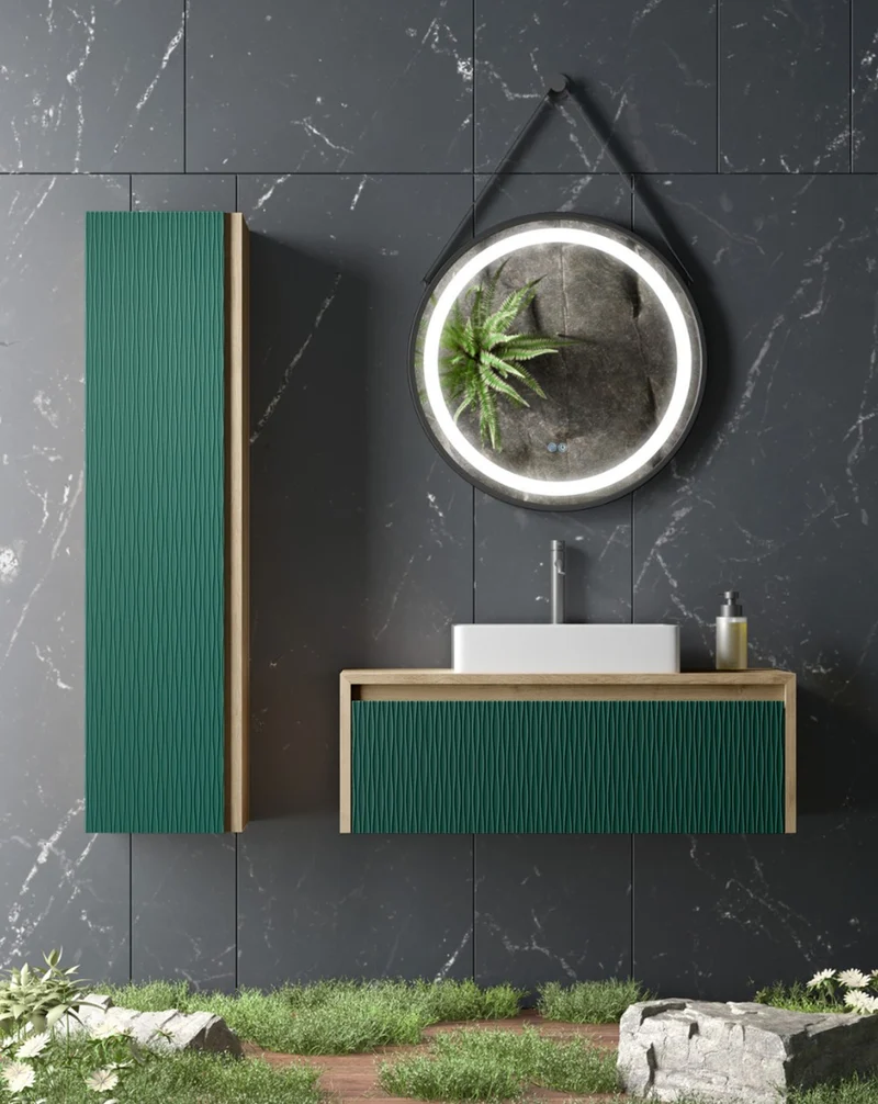 Aura Strap Espejo Colgante Redondo Baño | Luz LED | Doble Sensor Táctil | Espejo Led de Baño Redondo