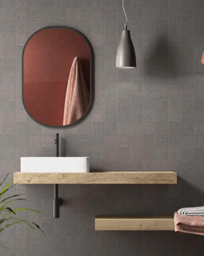 Espejo de Pared Ovalado Decorativo de Baño con Borde | Reversible | Negro