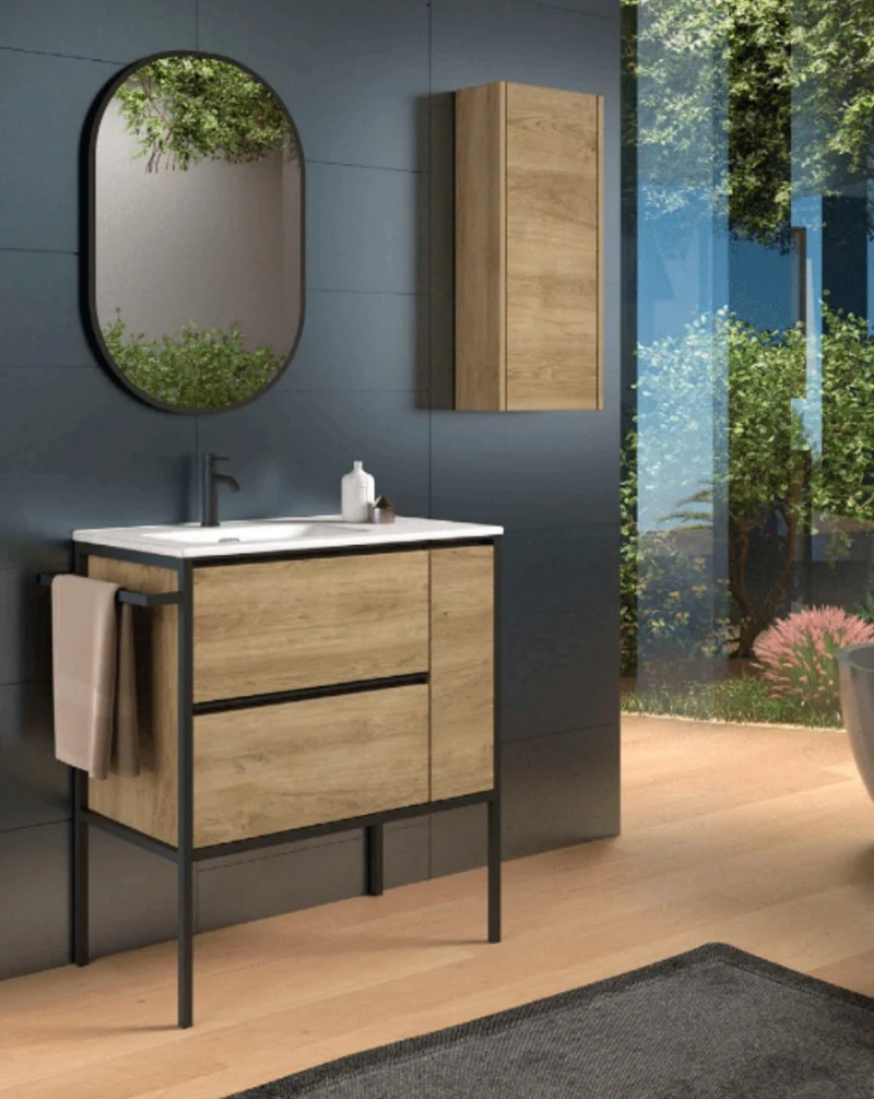 Espejo de Pared Ovalado Decorativo de Baño con Borde | Reversible | Negro