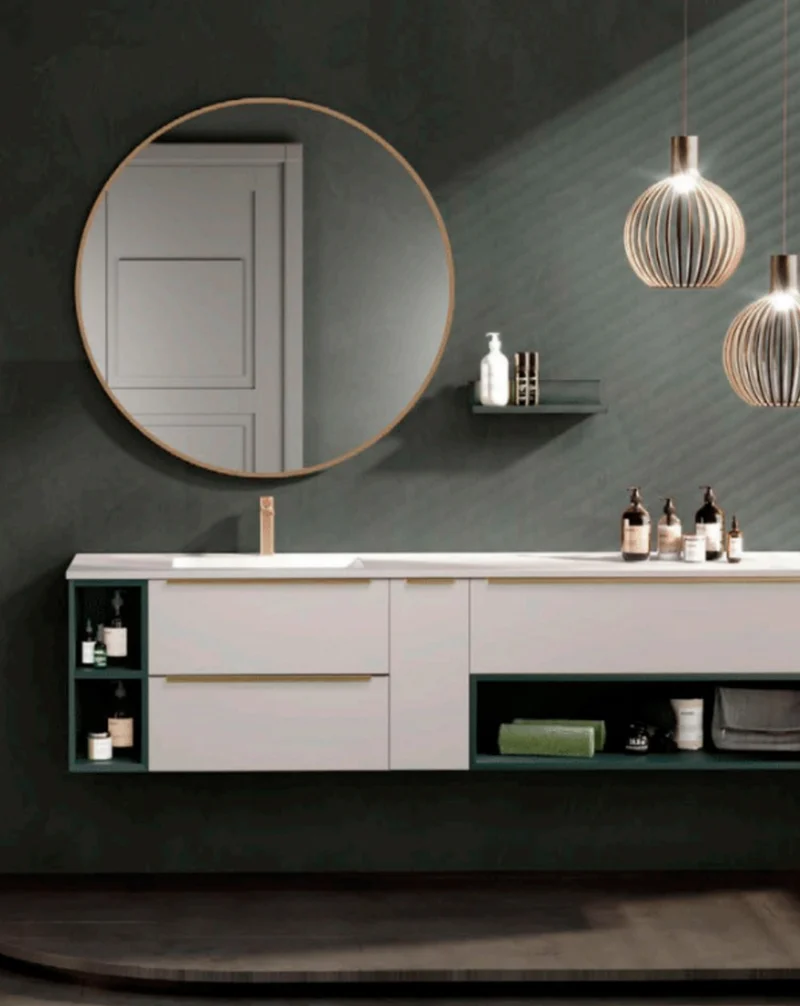 Espejo de Pared Redondo | Espejo Decorativo Redondo para Baño | Oro