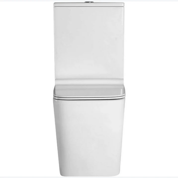 Neptuno Pack Inodoro completo Cuadrado | Blanco Brillo | Fondo Reducido Rimless y Tapa con caída Amortiguada + Bidet a Suelo