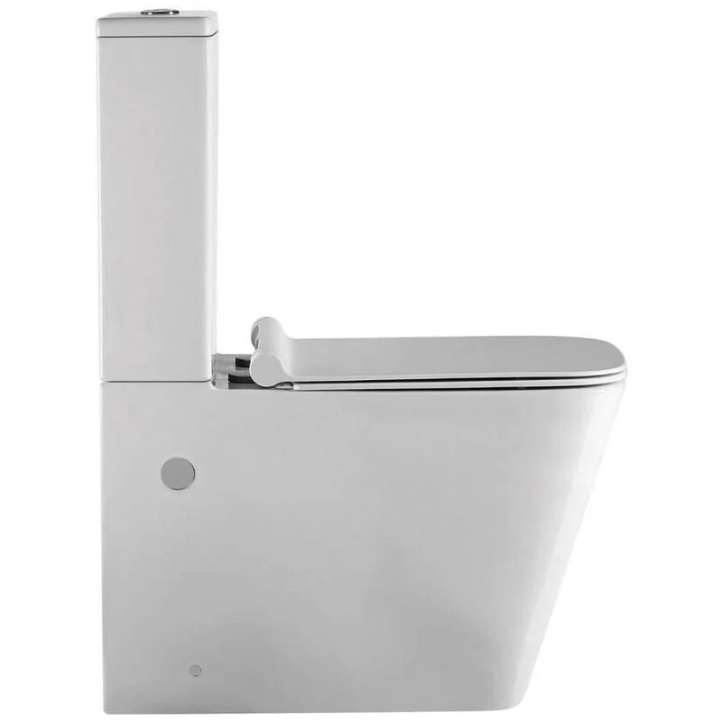 Neptuno Pack Inodoro completo Cuadrado | Blanco Brillo | Fondo Reducido Rimless y Tapa con caída Amortiguada + Bidet a Suelo