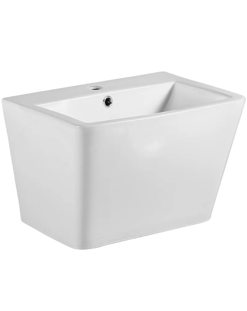 Zero Square Lavabo Mural Cerámico Blanco Suspendido | Lavamanos de Baño Cuadrado| 55cm x 43,5cm