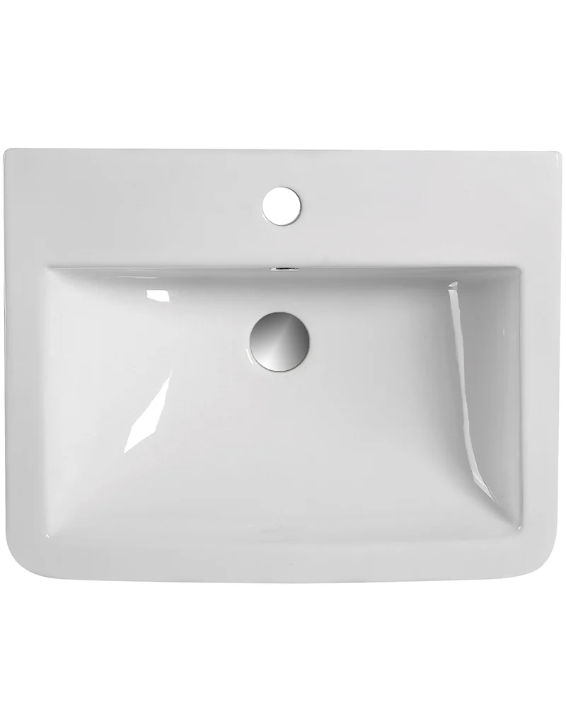 Zero Square Lavabo Mural Cerámico Blanco Suspendido | Lavamanos de Baño Cuadrado| 55cm x 43,5cm