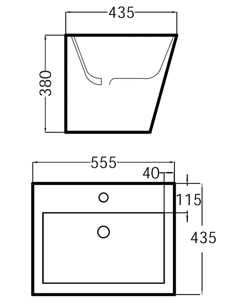 Zero Square Lavabo Mural Cerámico Blanco Suspendido | Lavamanos de Baño Cuadrado| 55cm x 43,5cm