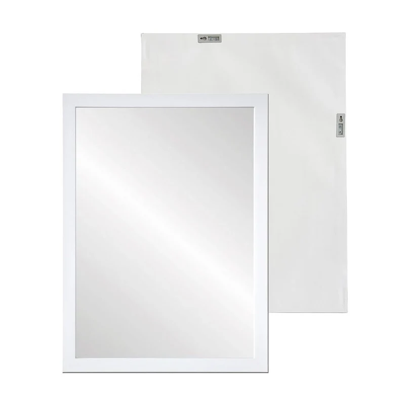 Espejo de pared rectangular con marco blanco de plástico de 76x56 cm
